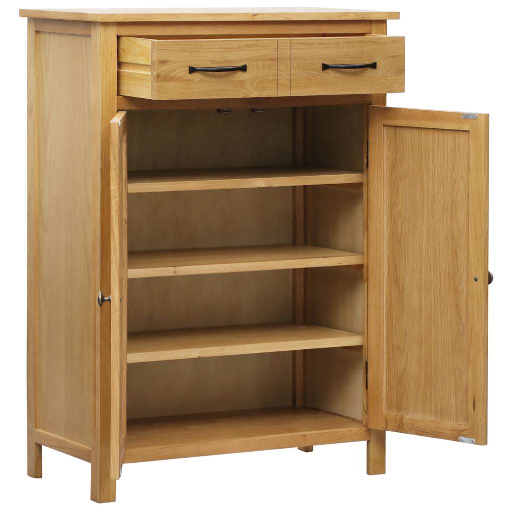 Skoskåp 76X37X105 Cm Massivt Ekträ