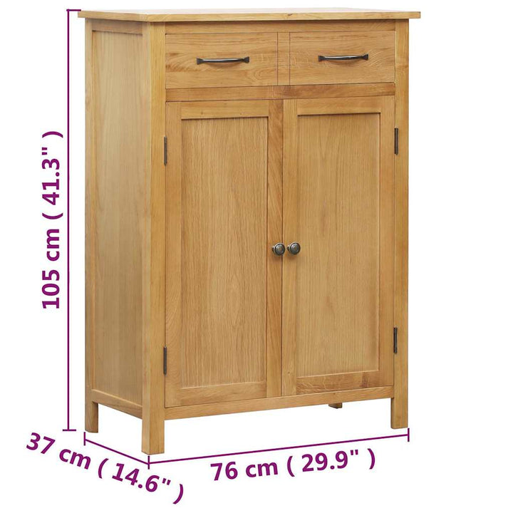 Skoskåp 76X37X105 Cm Massivt Ekträ