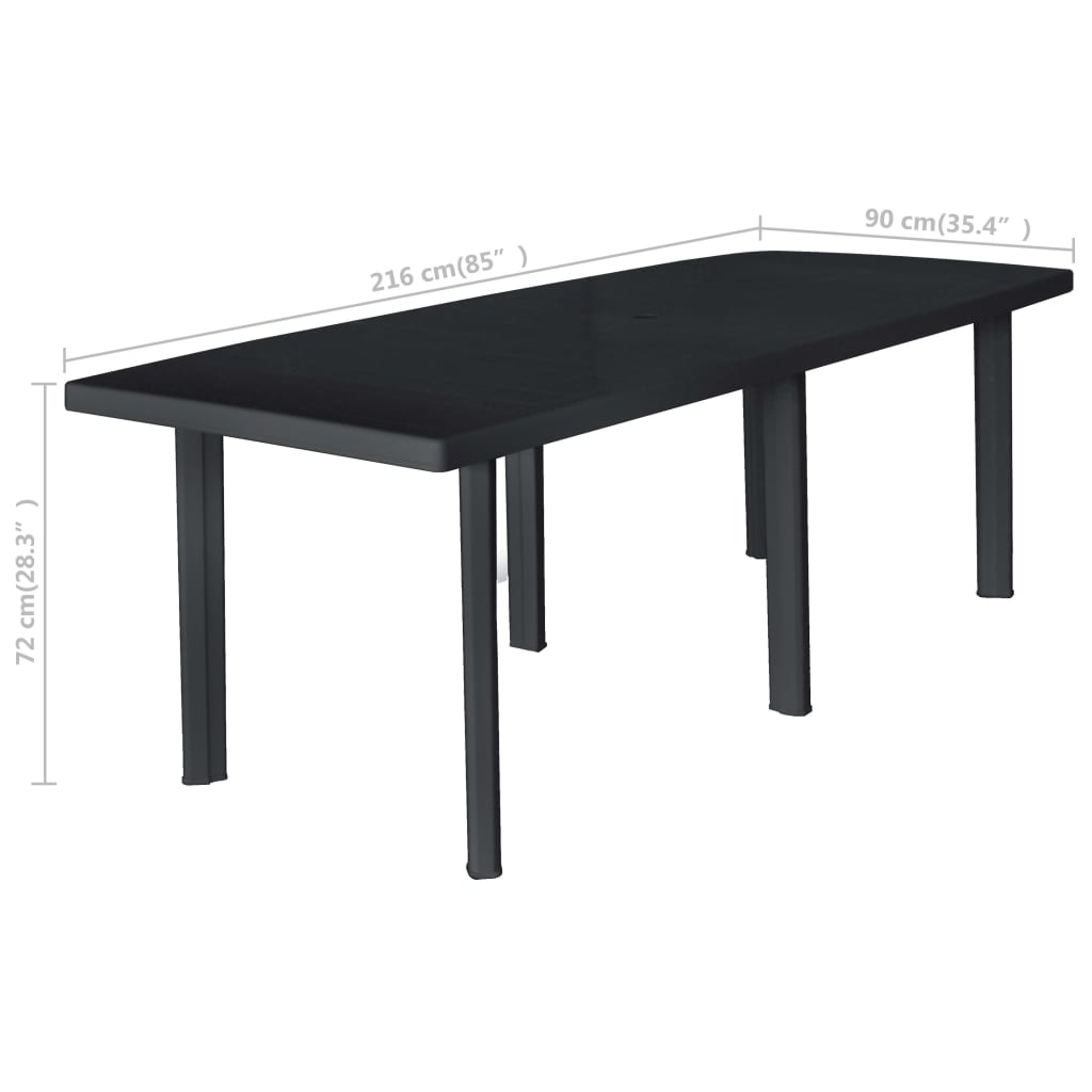Trädgårdsbord Antracit 216X90X72 Cm Plast