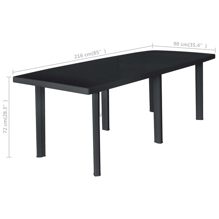 Trädgårdsbord Antracit 216X90X72 Cm Plast