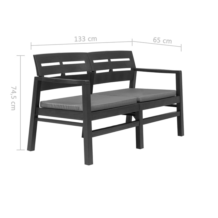 Trädgårdsbänk Med Dynor 2-Sits 133 Cm Plast