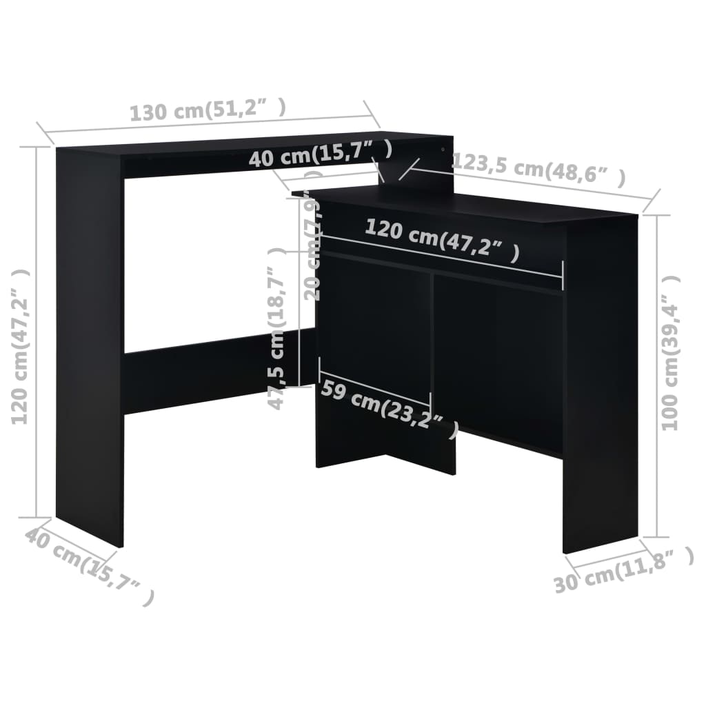 Barbord Med 2 Bordsskivor 130X40X120 Cm