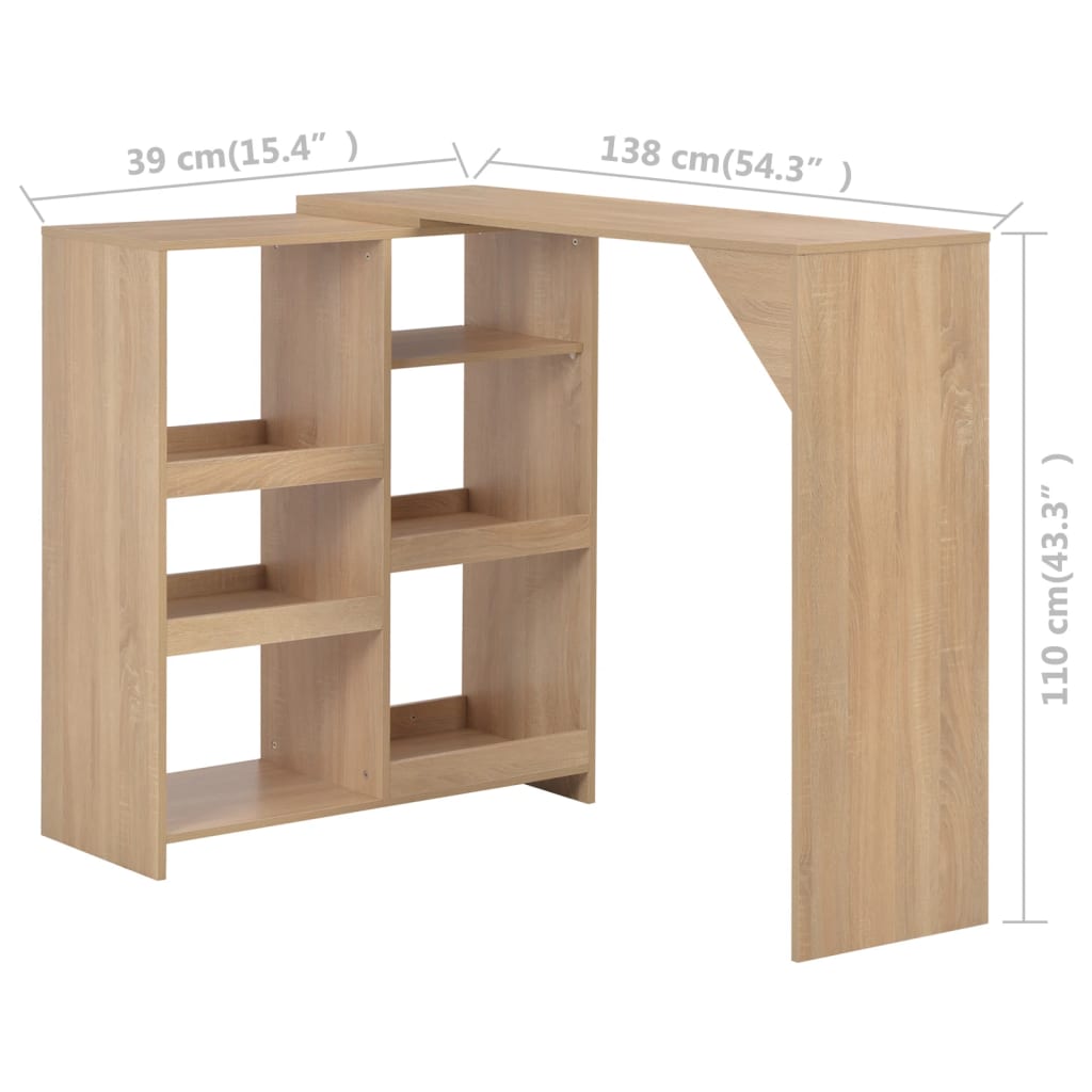Barbord Med Flyttbar Hylla 138X39X110 Cm
