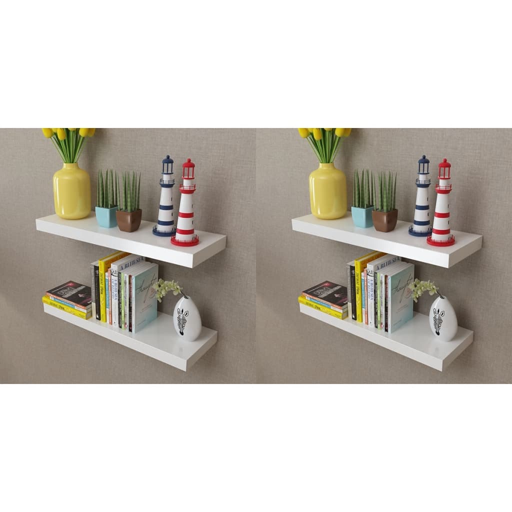 2 Flytande Vägghyllor I Mdf 80X20X3,8 Cm
