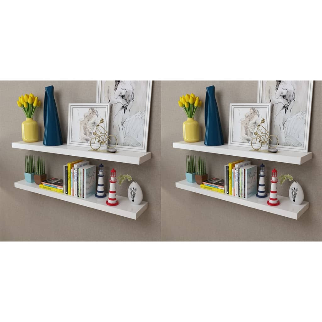 2 Flytande Vägghyllor I Mdf 80X20X3,8 Cm