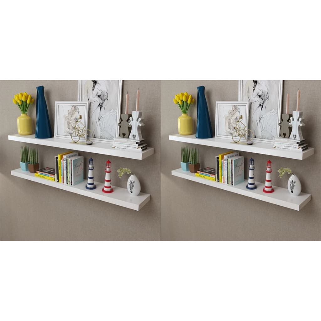 2 Flytande Vägghyllor I Mdf 80X20X3,8 Cm