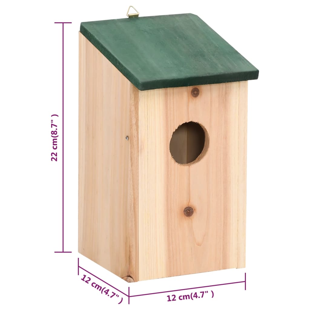 Fågelholkar 8 St Trä 12X12X22 Cm