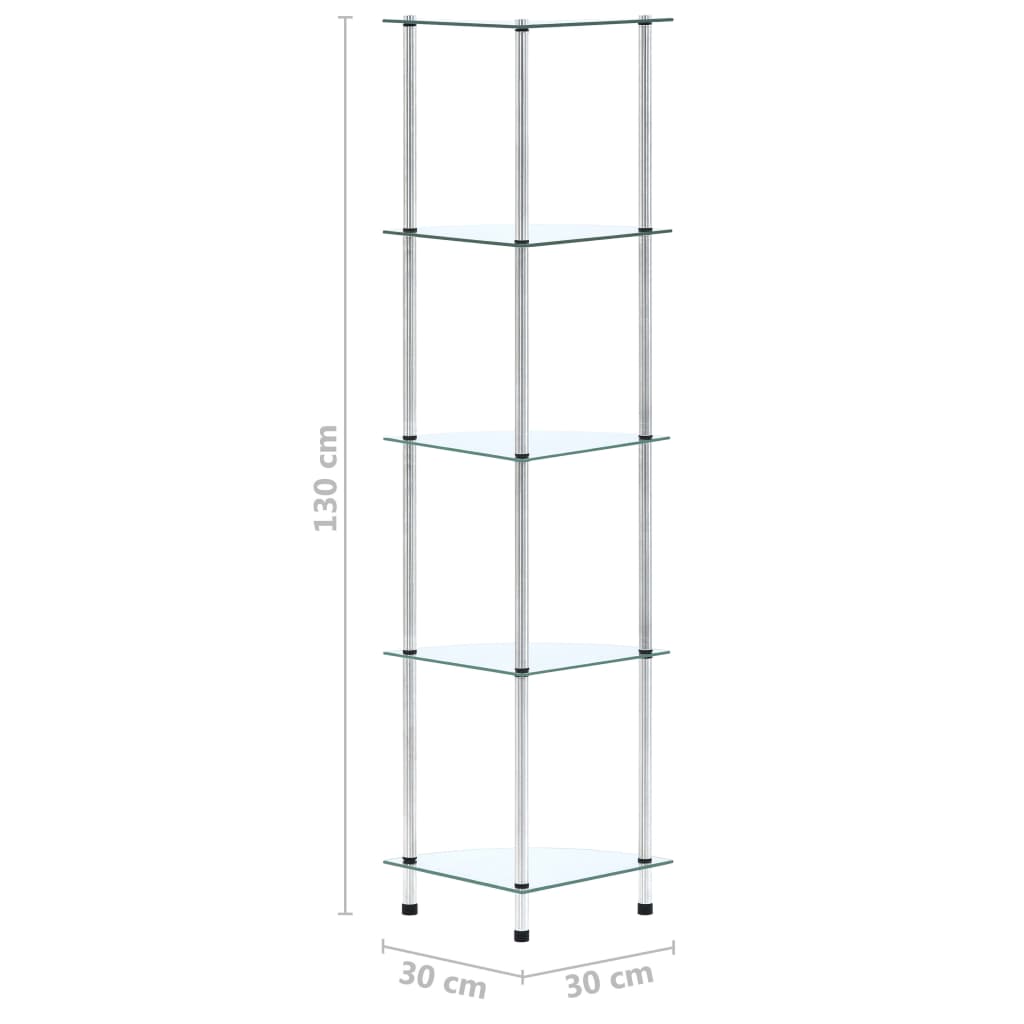Hylla 5 Hyllplan 30X30X130 Cm Härdat Glas