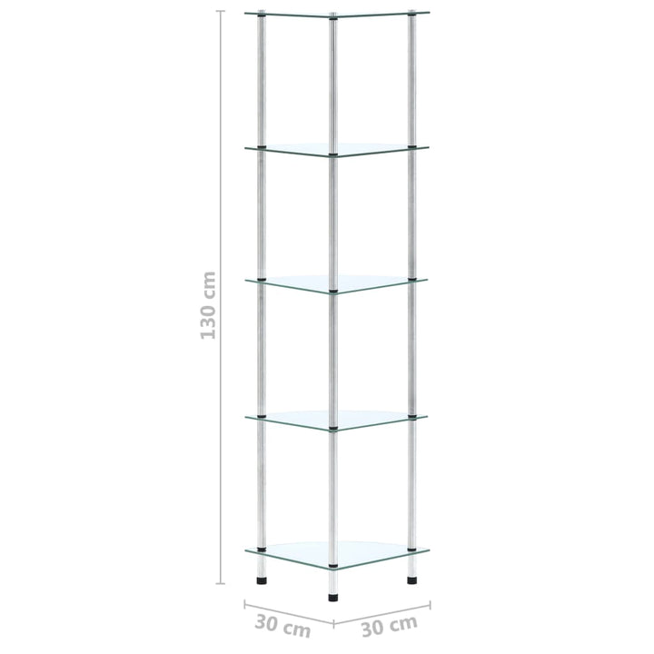 Hylla 5 Hyllplan 30X30X130 Cm Härdat Glas