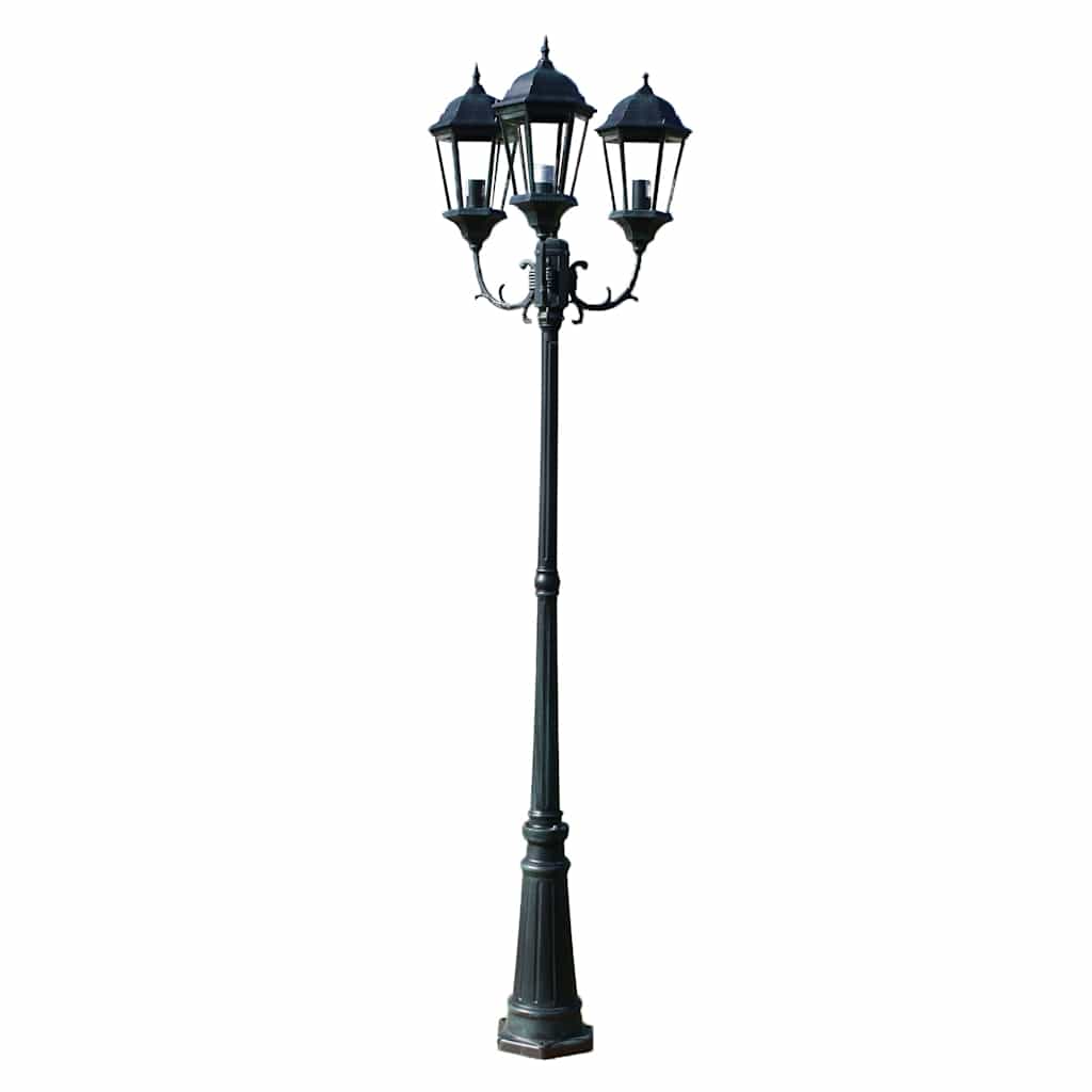 Trädgårdslampa 3 Armar 230 Cm Mörkgrön/Svart Aluminium