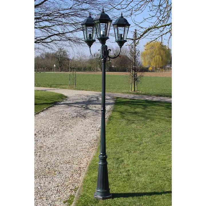 Trädgårdslampa 3 Armar 230 Cm Mörkgrön/Svart Aluminium