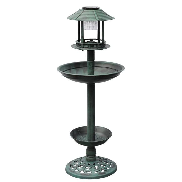 Fågelbad/Matare Med Soldriven Lampa