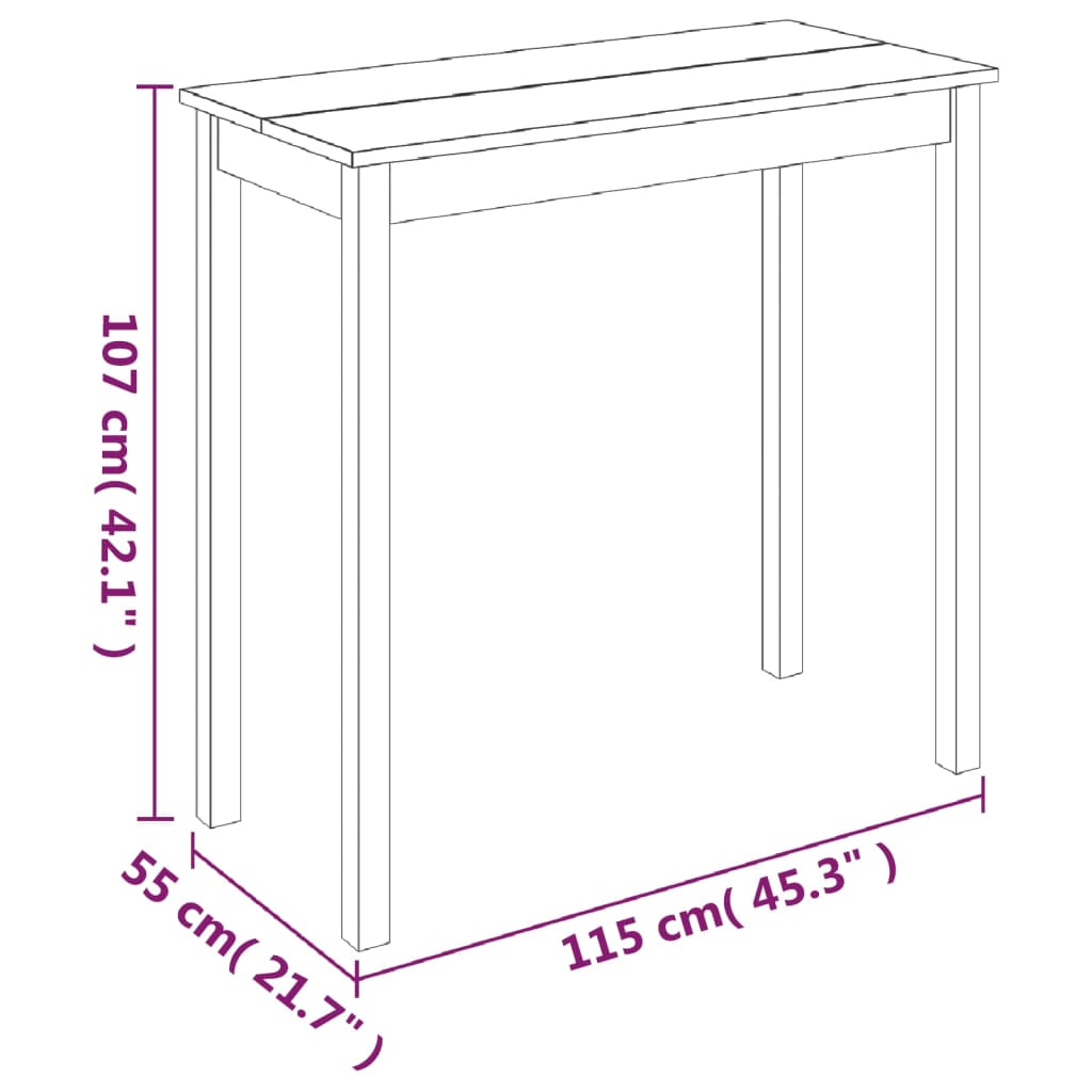 Barbord Mdf Svart 115X55X107 Cm