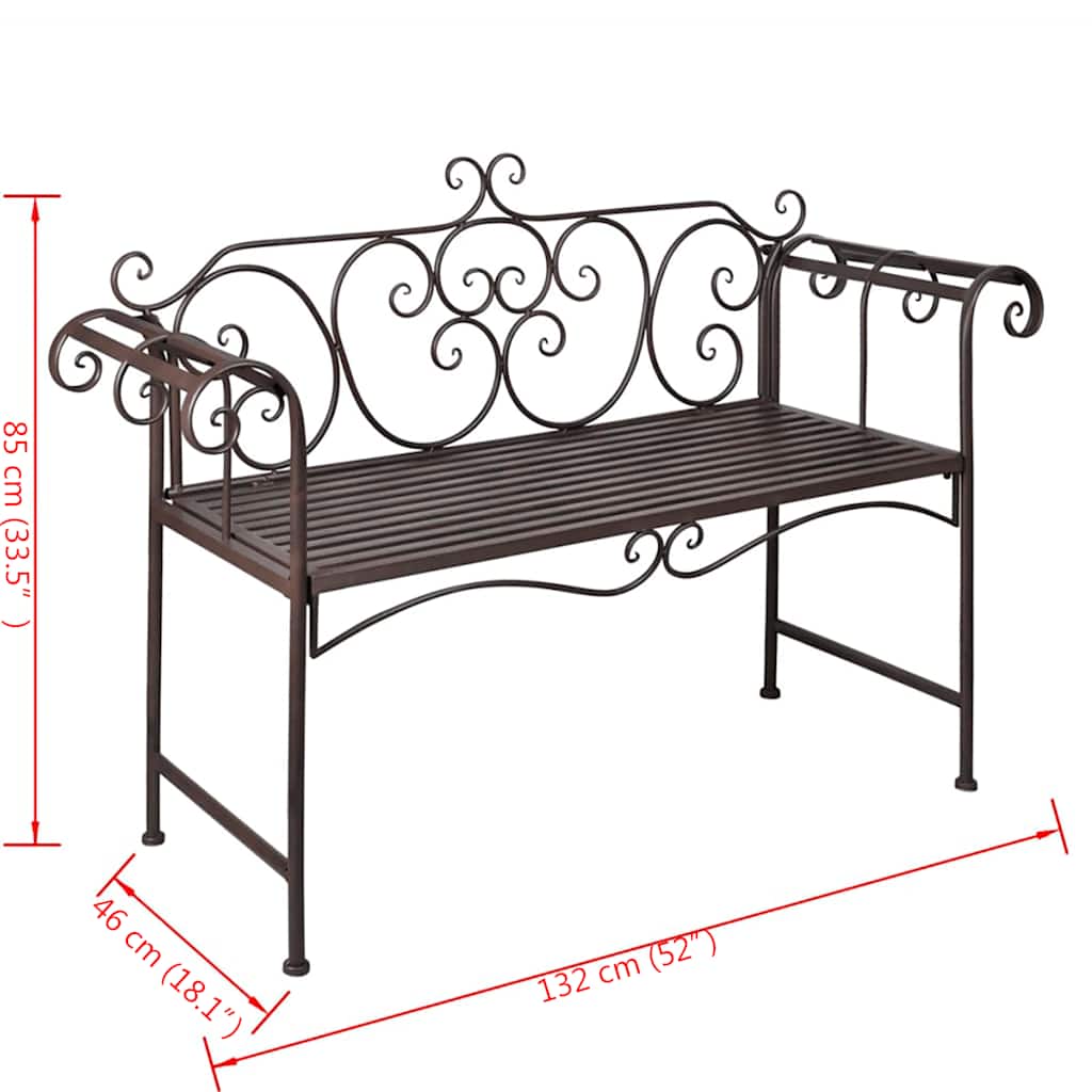 Trädgårdsbänk 132 Cm Stål Antik