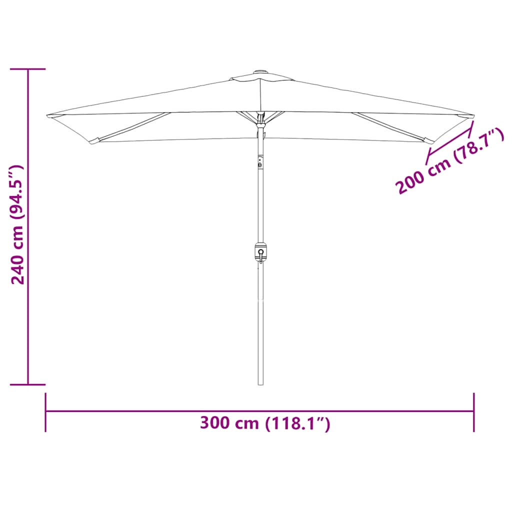 Parasoll 200 X 300 Cm Rektangulär
