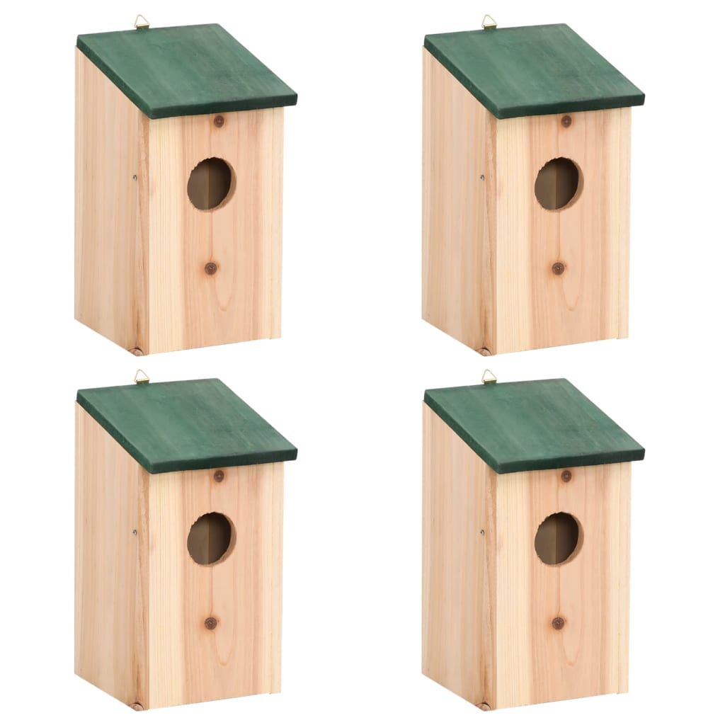 Fågelholkar 10 St Massivt Granträ 12X12X22 Cm