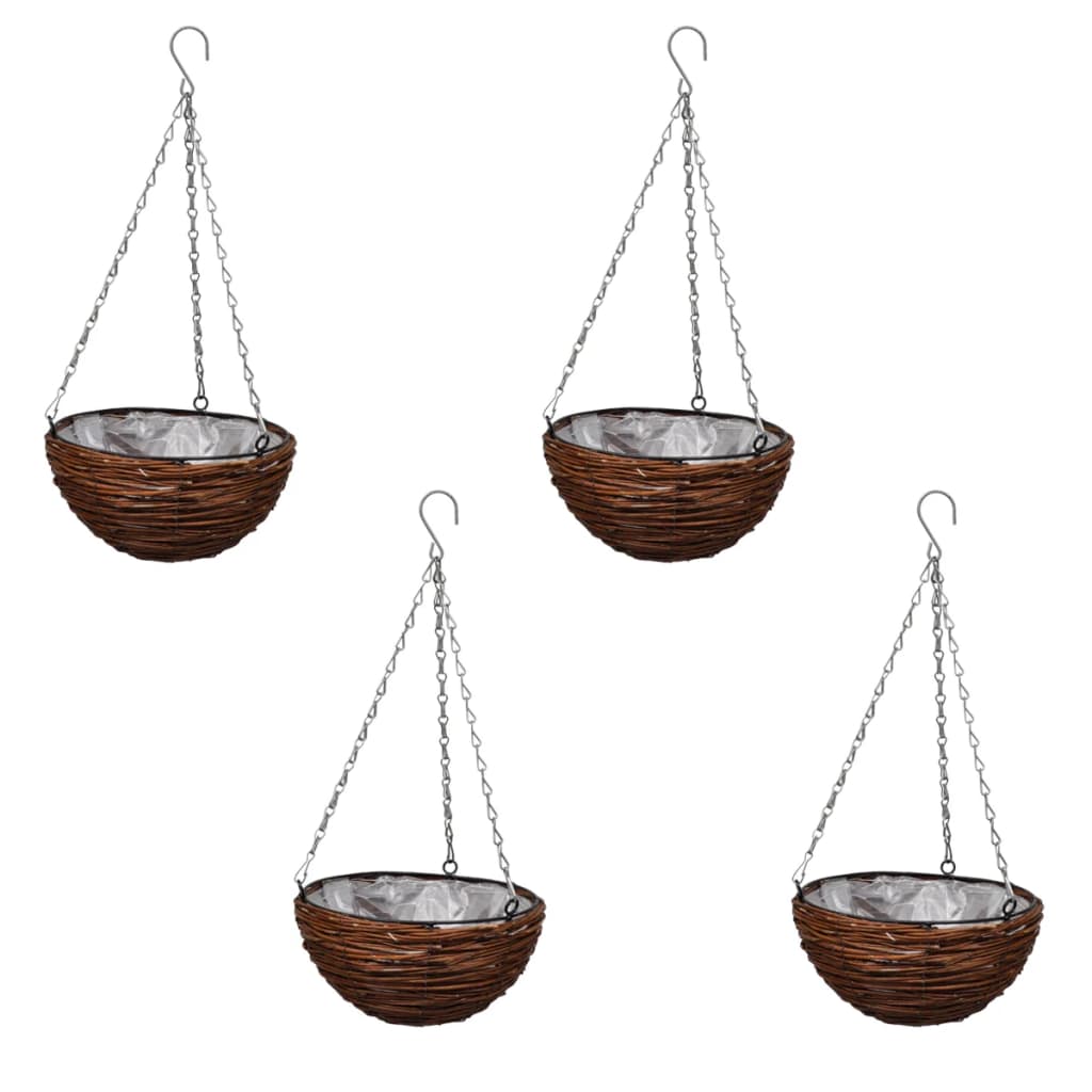 Rund Hängkorg Av Vide 4-Pack Med Lina Och Kedja