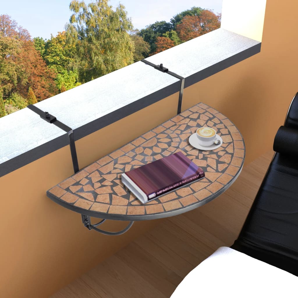 Hängande Balkongbord Terrakotta Och Mosaik