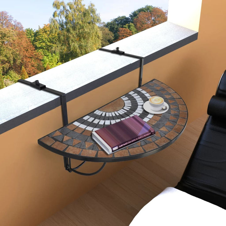 Hängande Balkongbord Terrakotta Och Mosaik