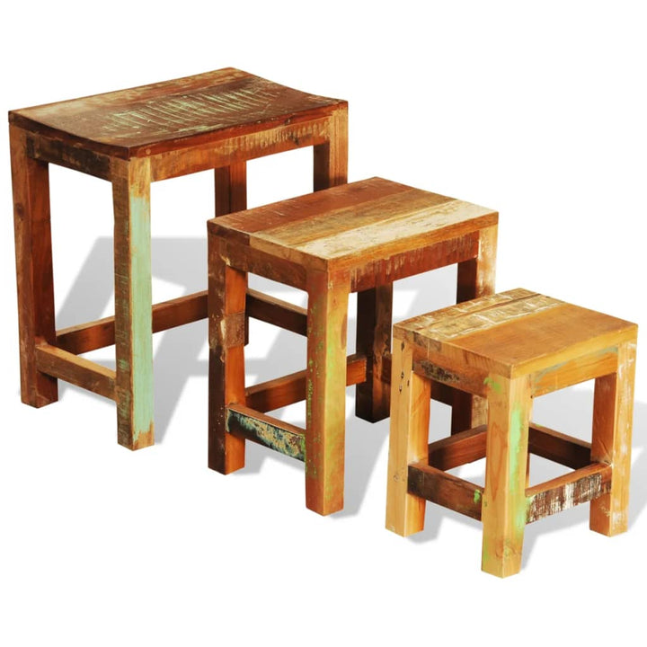 Satsbord Set 3 Delar Vintage Återvunnet Trä