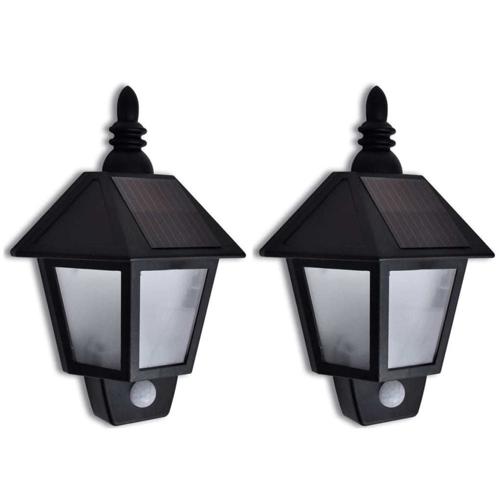 Soldriven Vägglampa Med Rörelsesensor 2 St