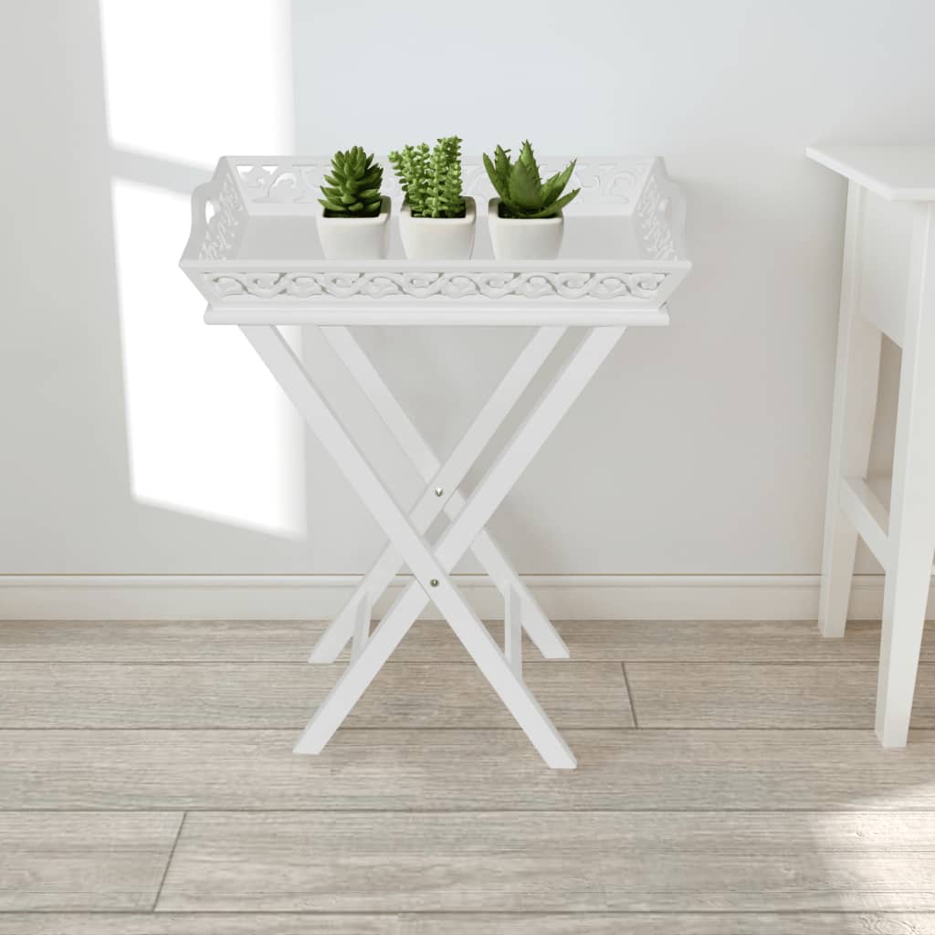 Sidobord Med Bricka Vit