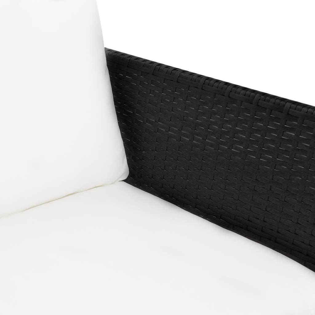 Loungegrupp För Trädgården Med Dynor 3 Delar Konstrotting Svart
