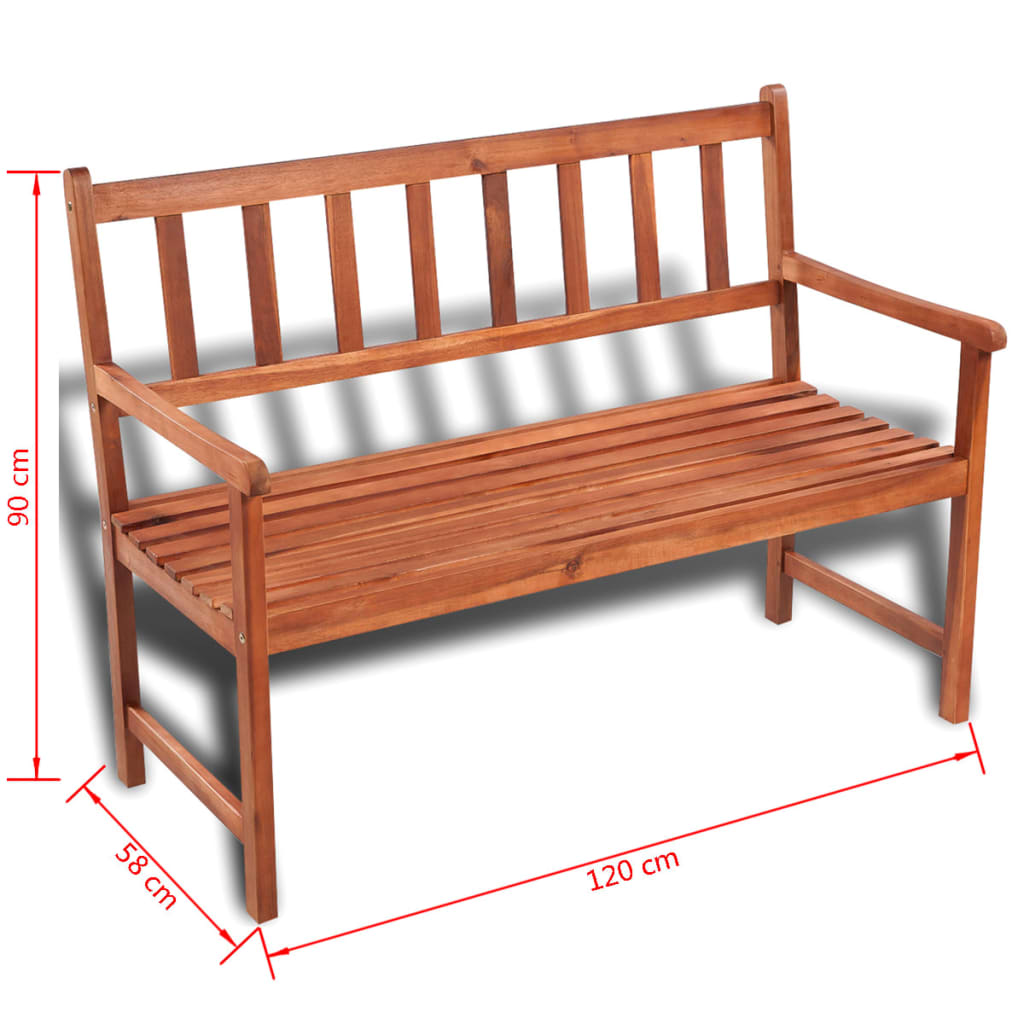 Trädgårdsbänk 120 Cm Massivt Akaciaträ