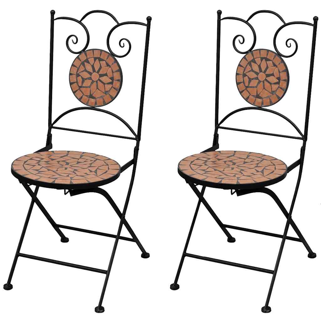 Hopfällbara Caféstolar 2 St Keramik Terrakotta Och Vit