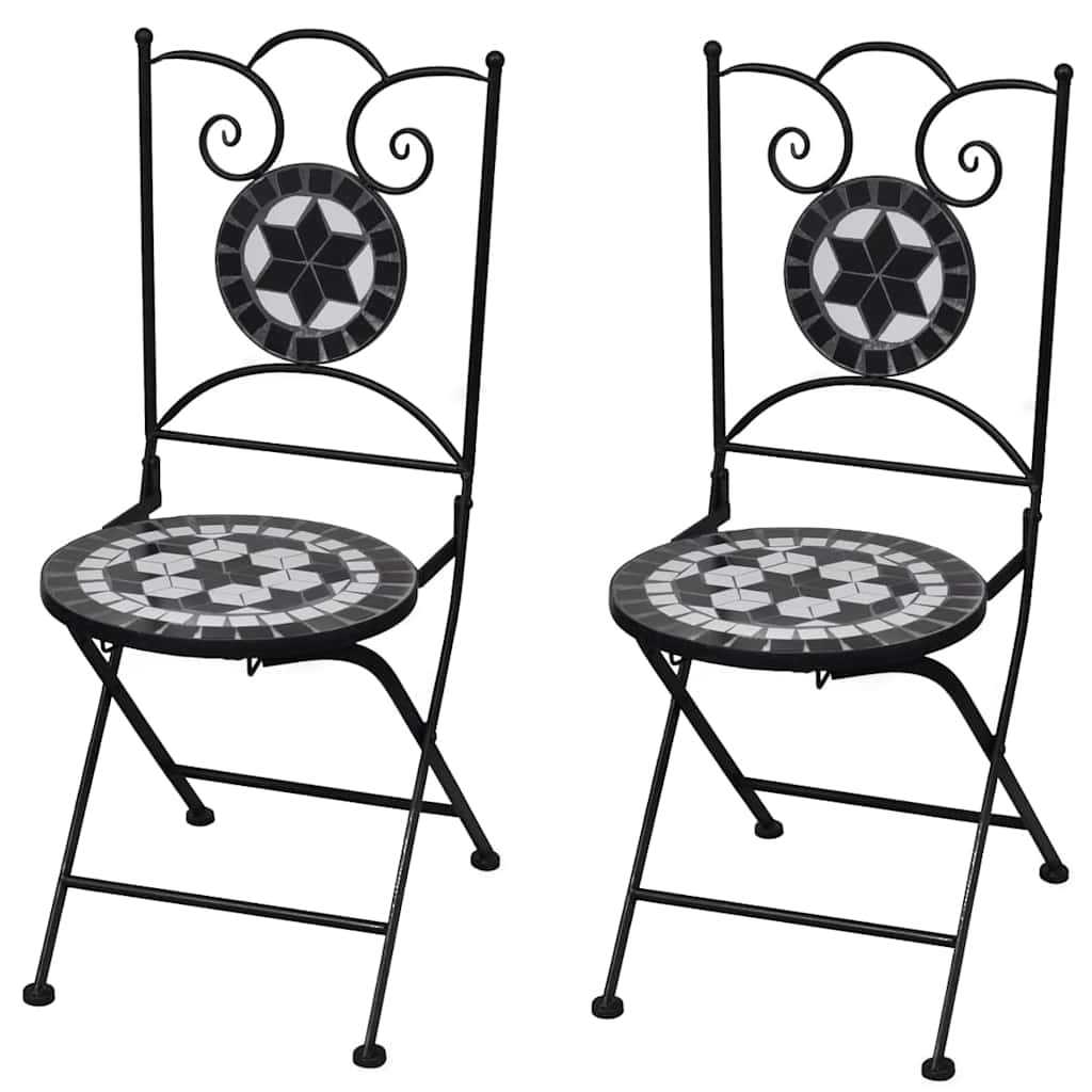 Hopfällbara Caféstolar 2 St Keramik Terrakotta Och Vit
