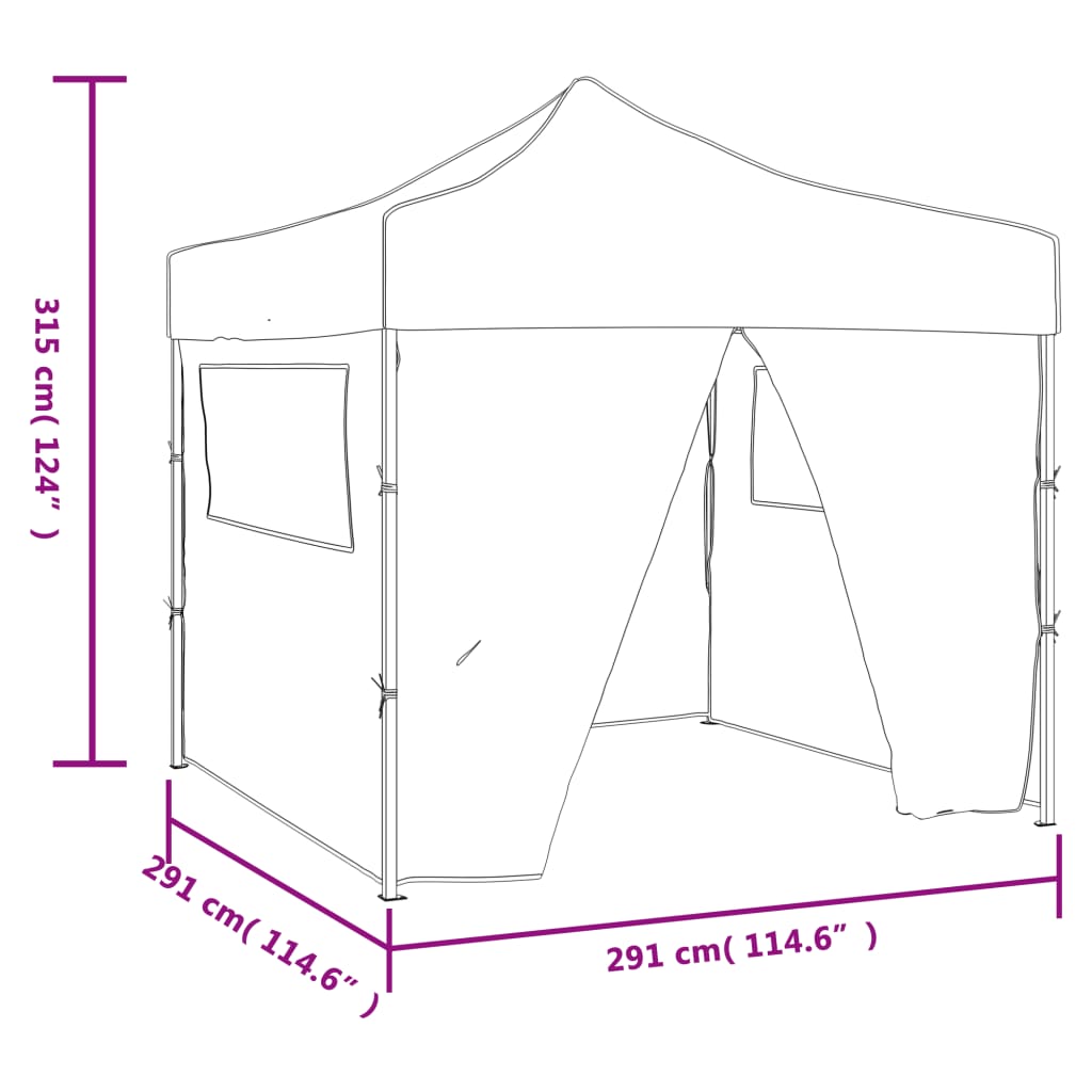 Hopfällbart Tält Med 4 Väggar 3 X 3 M Gräddvit