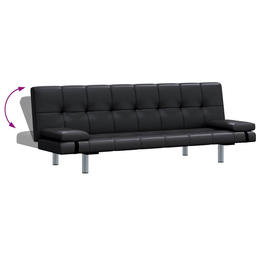 Bäddsoffa Med Två Kuddar Konstläder Justerbar