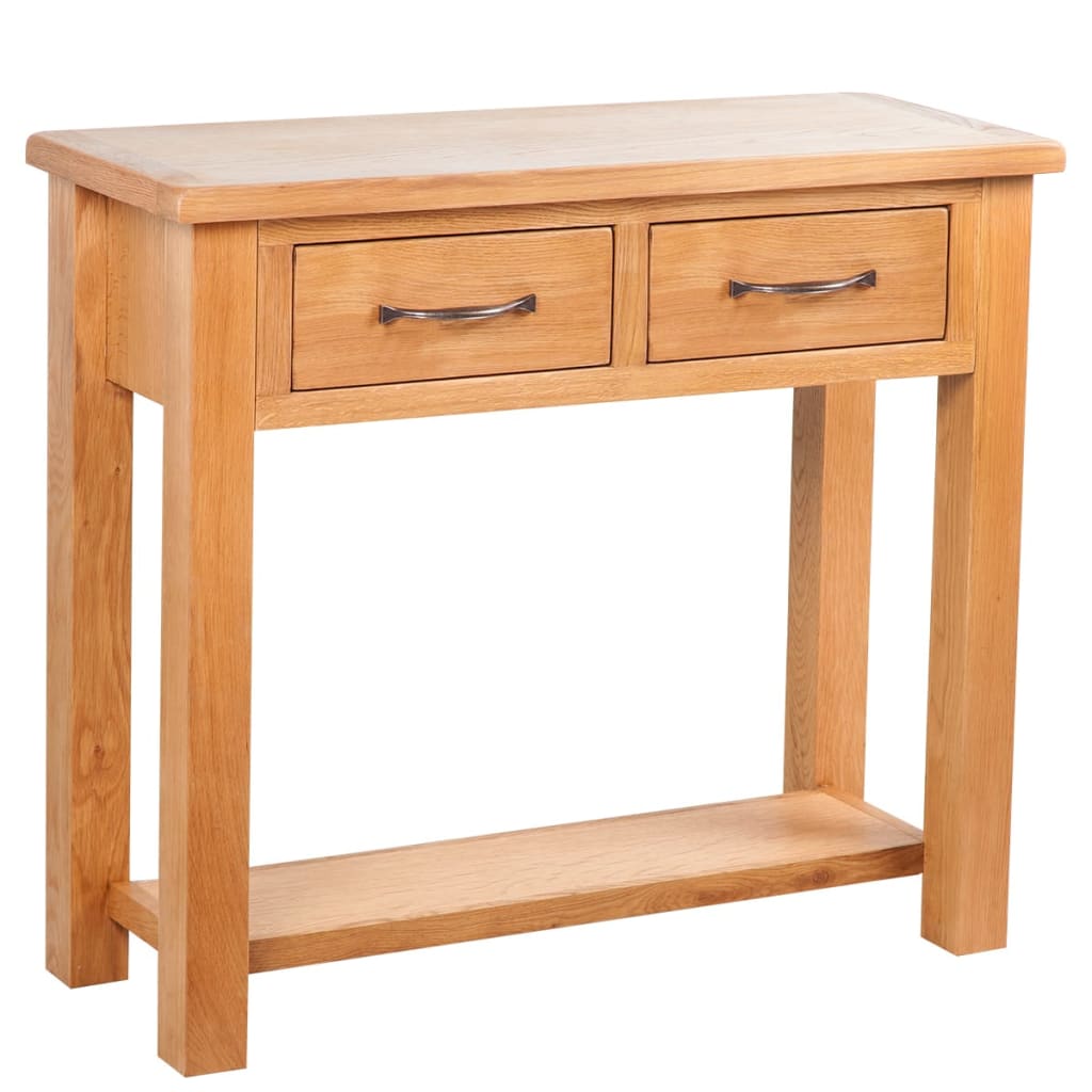 Konsolbord Med 2 Lådor 83X30X73 Cm Massiv Ek