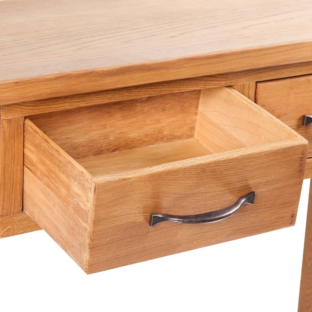 Konsolbord Med 2 Lådor 83X30X73 Cm Massiv Ek