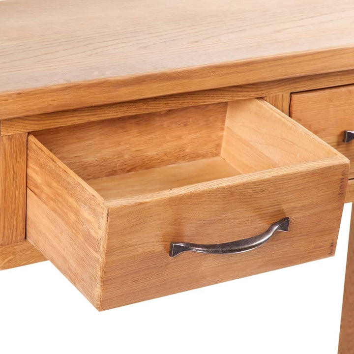 Konsolbord Med 2 Lådor 83X30X73 Cm Massiv Ek
