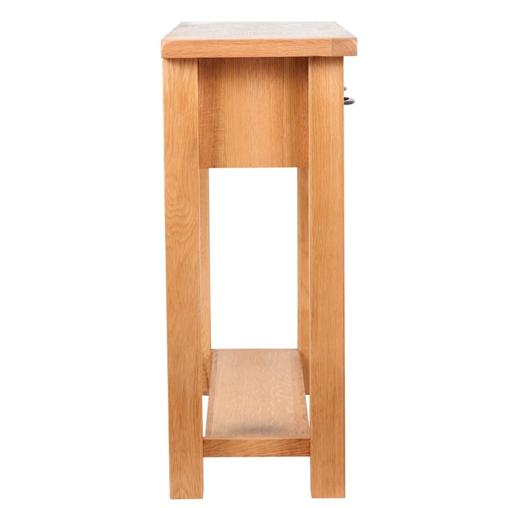 Konsolbord Med 2 Lådor 83X30X73 Cm Massiv Ek