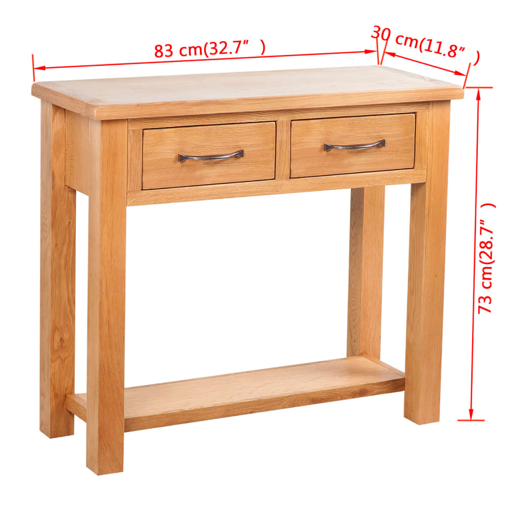 Konsolbord Med 2 Lådor 83X30X73 Cm Massiv Ek