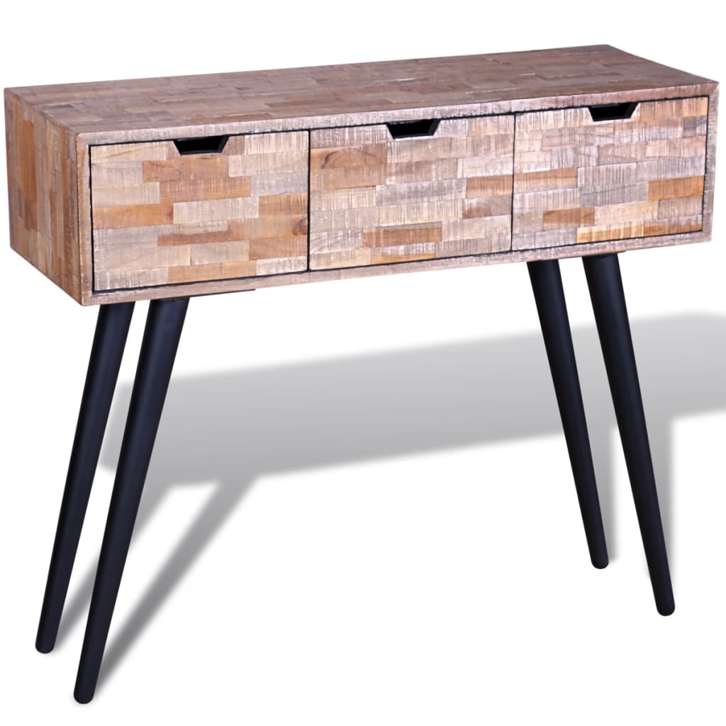 Konsolbord Med 3 Lådor Återvunnen Teak