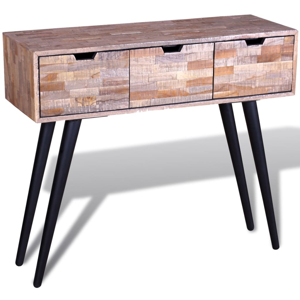 Konsolbord Med 3 Lådor Återvunnen Teak