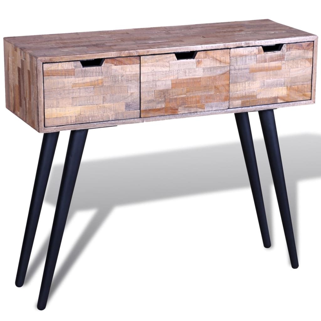 Konsolbord Med 3 Lådor Återvunnen Teak