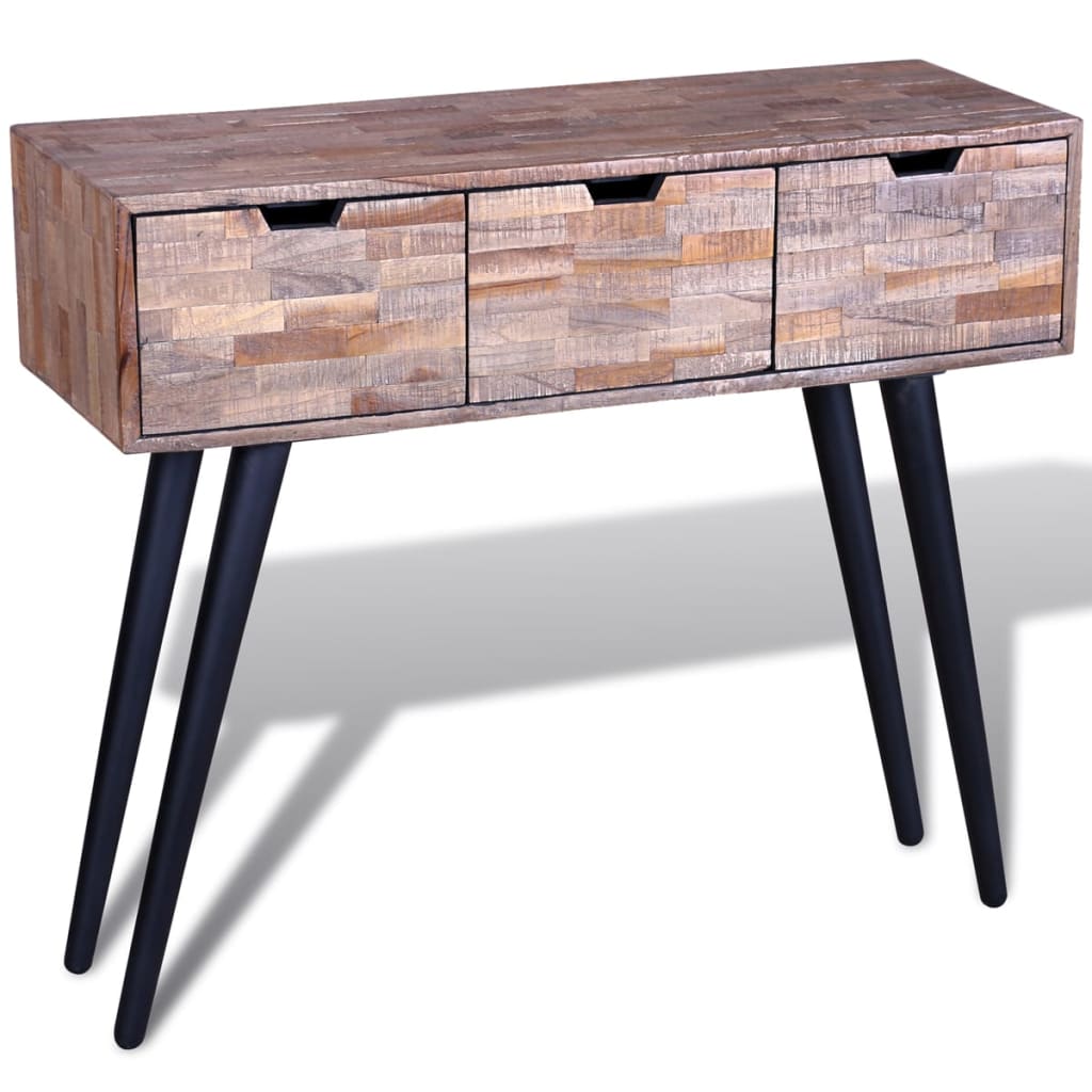Konsolbord Med 3 Lådor Återvunnen Teak