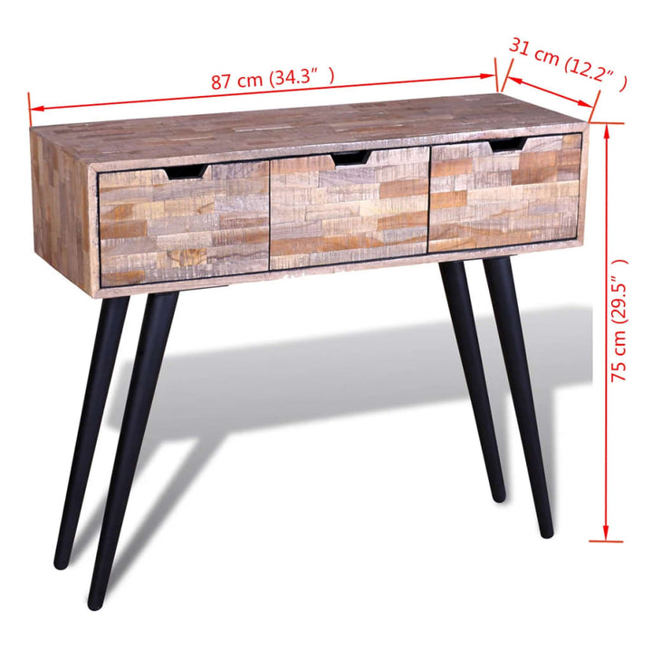 Konsolbord Med 3 Lådor Återvunnen Teak