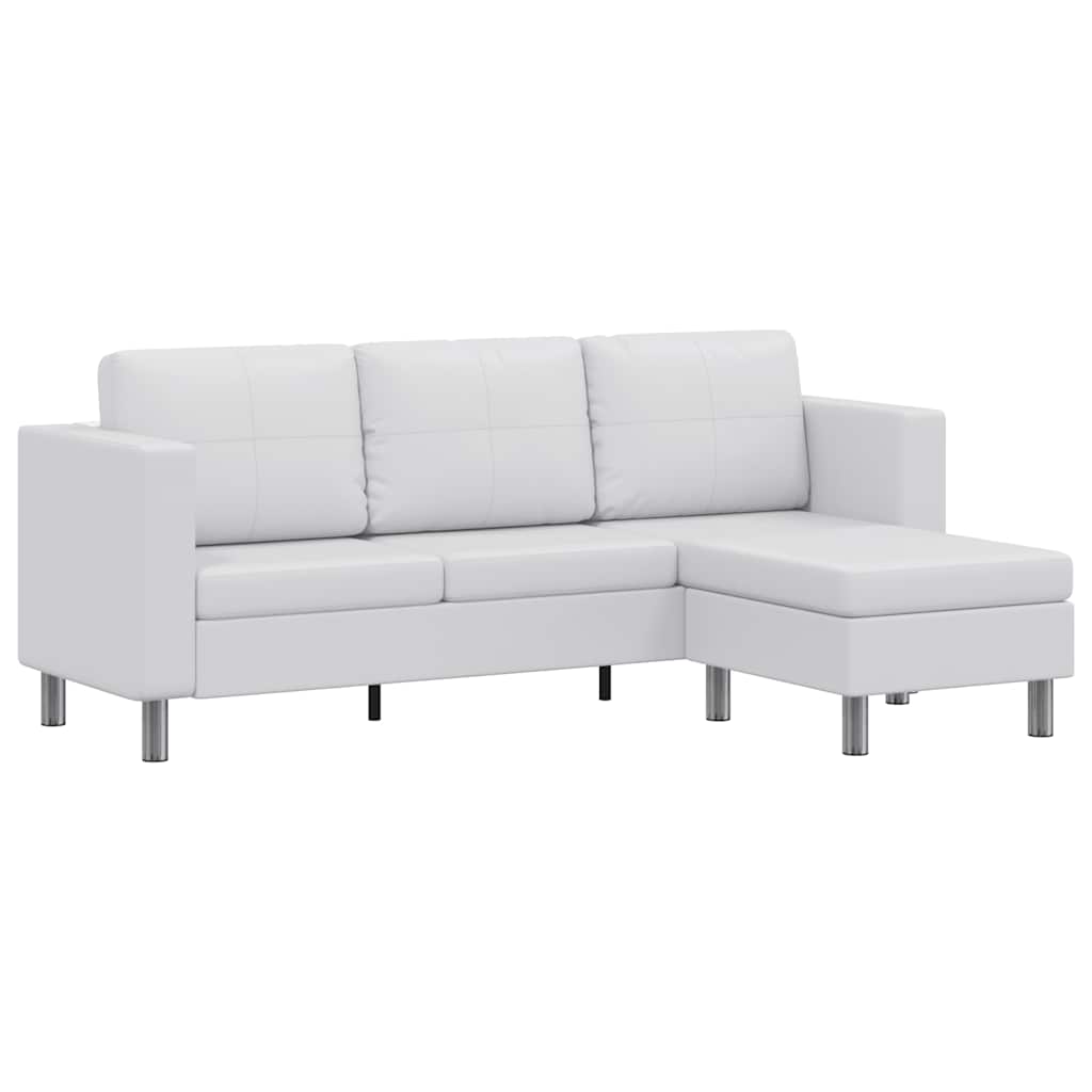 Divansoffa 3-Sits Konstläder Vit