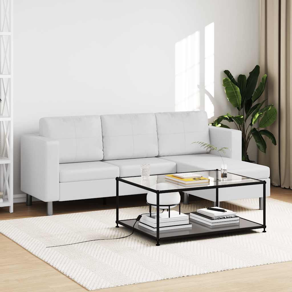 Divansoffa 3-Sits Konstläder Vit