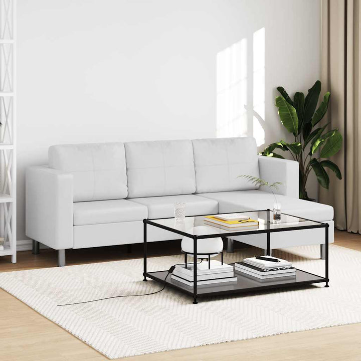 Divansoffa 3-Sits Konstläder Vit
