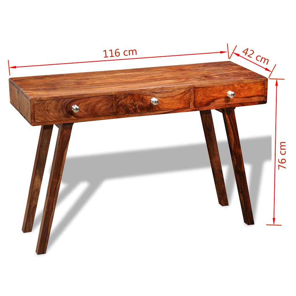 Avlastningsbord Med 3 Lådor 76 Cm Massivt Sheshamträ