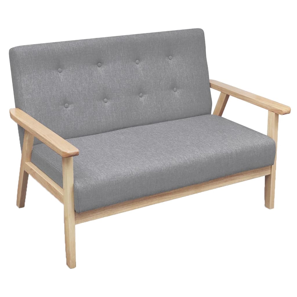 Soffgrupp 2 Delar Tyg Ljusgrå