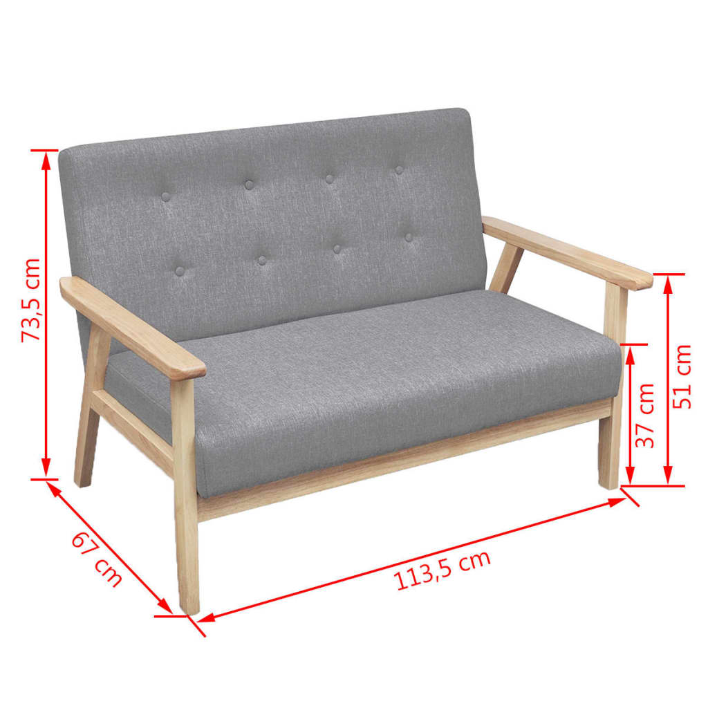 Soffgrupp 2 Delar Tyg Ljusgrå