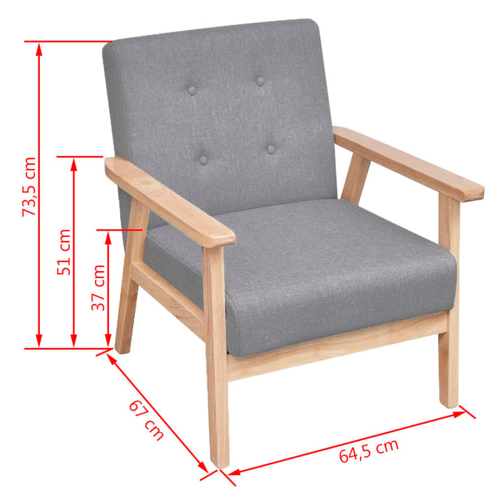 Soffgrupp 2 Delar Tyg Ljusgrå