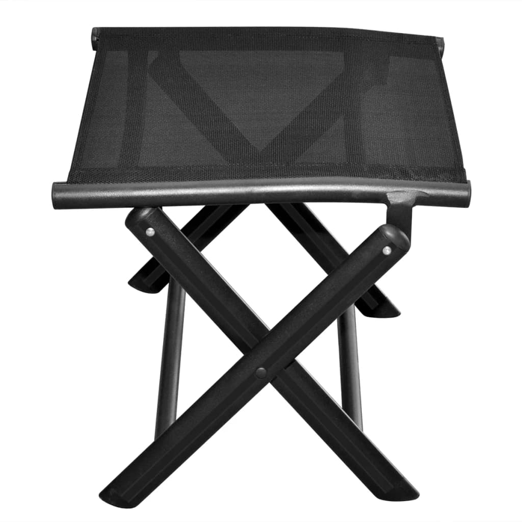 Hopfällbar Fotpall Svart Aluminium Och Textilen